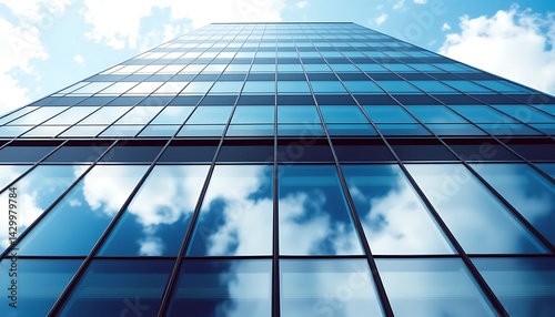 Glass Skyscraper  Modern Architecture Reflecting Clouds
