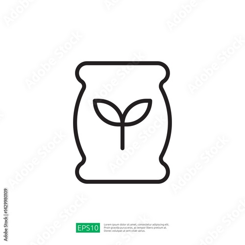 Farming Icon Featuring a Sprouting Seedling in a Bag Representing Agriculture and Sustainable Growth