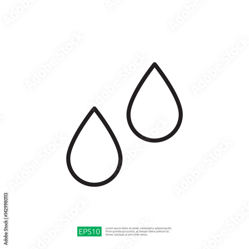 Minimalist Icon of Two Water Droplets Representing Freshness and Natural Elements in Clean, Simple Design