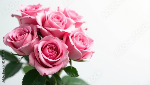 Luxurious pink rose cluster, isolated on white, romantic, pink, gift