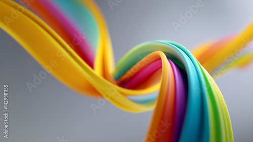 Smooth Colorful Ribbons Twist Abstract Design