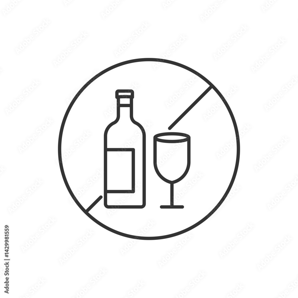 No Drinking Thin Line Vector Icon. Flat Icon Isolated on the White Background. Editable Stroke EPS file. Vector illustration. No Drinking Thin Line Vector Icon. Flat Icon Isolated on the White Background. Editable Stroke EPS file. Vector illustration.