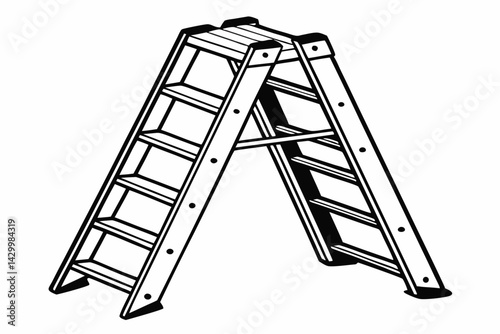 heavy duty step ladder  silhouette vector 