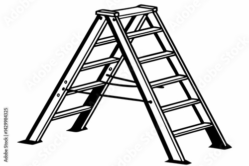 heavy duty step ladder  silhouette vector 