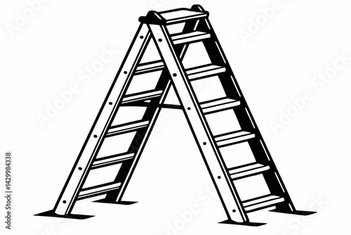 heavy duty step ladder  silhouette vector 