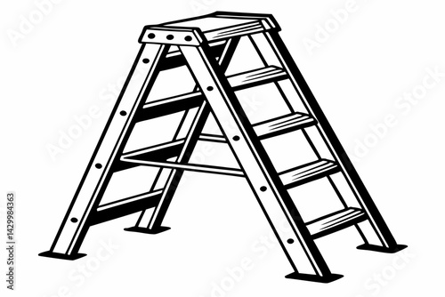 heavy duty step ladder  silhouette vector 