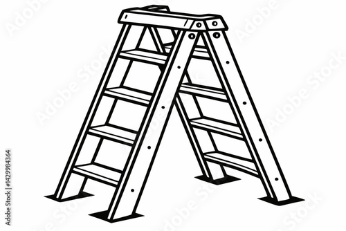 heavy duty step ladder  silhouette vector 