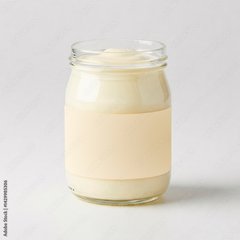A glass jar of Mung bean yogurt. A glass jar of Mung bean yogurt.