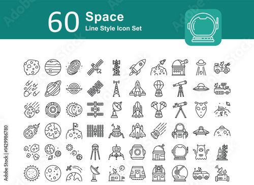 Fototapeta Naklejka Na Ścianę i Meble -  Illustration of Space Collection design Line Icon. Space Line Icon Pack. Set of Space Outline Icon