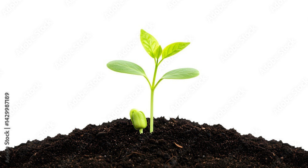 Fototapeta premium young plant growing from soil, isolated image