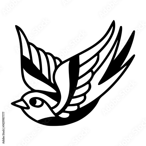 vector design of traditional tattoo sparrow