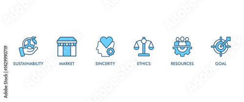 CSR banner web icon set vector illustration concept business and organization, Corporate social responsibility and giving back to the community icons symbol live stroke and easy to edit