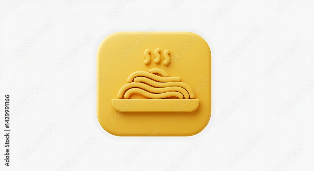 Obraz premium Pasta Plate Icon Yellow Background