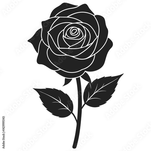 rose vector silhouette illustration isolated on white background
