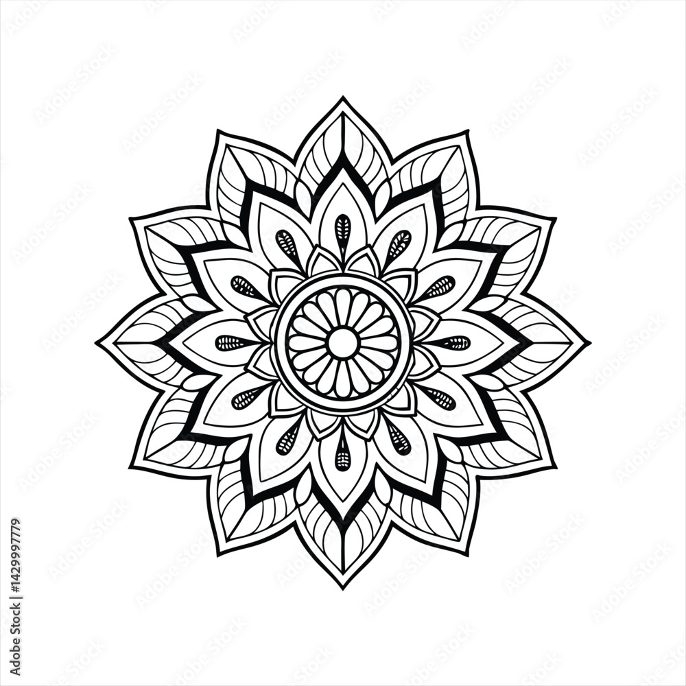 Abstract Floral Vector Illustration with Lotus and Sun Elements Abstract Floral Vector Illustration with Lotus and Sun Elements