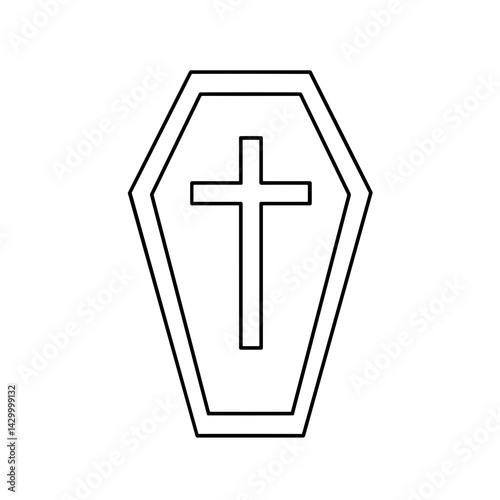 Coffin with Cross Outline for Funeral Design Resources  