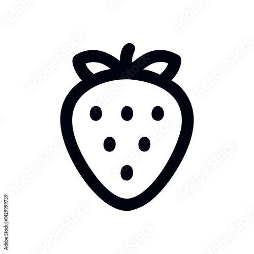 Black and White Strawberry Illustration – Logo Template