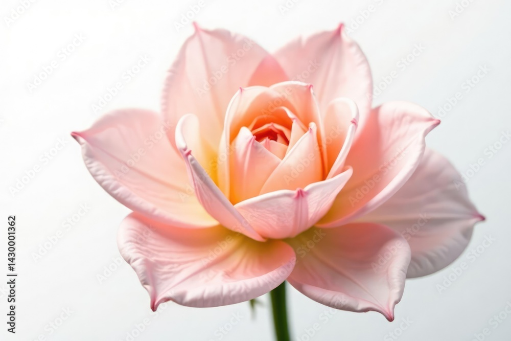 Obraz premium Delicate flower petals unfolding on white background, floral, bloom closeup, isolated flowers