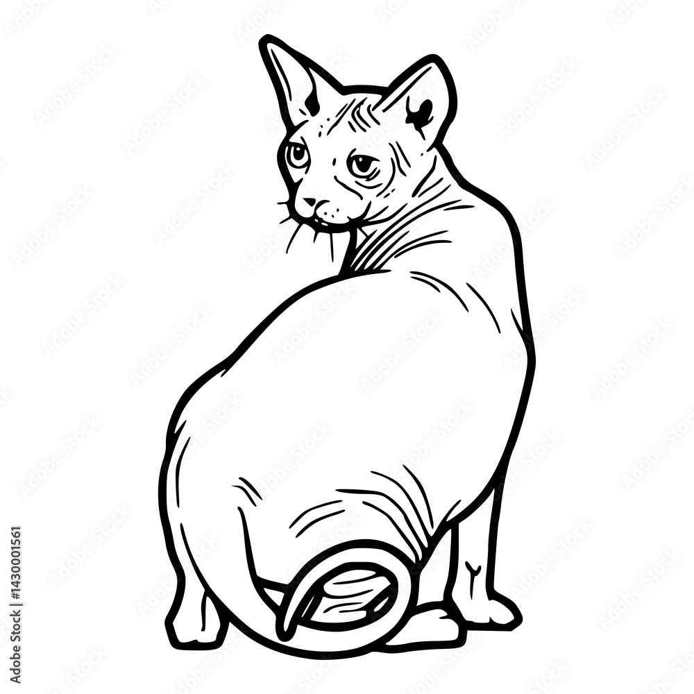 Obraz premium hairless cat illustration outline