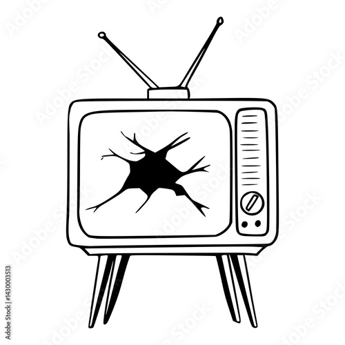 broken television screen vector