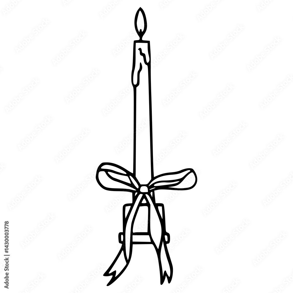 charming candle and ribbon outline charming candle and ribbon outline