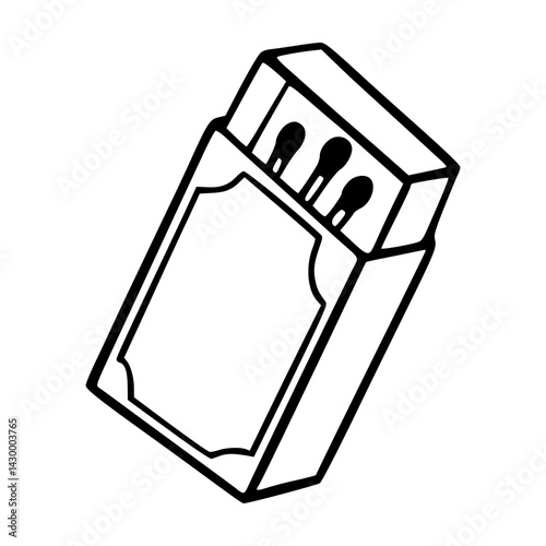 simple outline of matchbox and sticks
