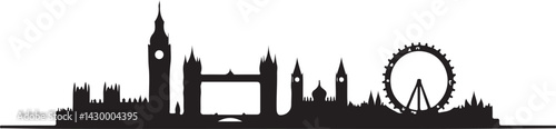 London Black and white city skyline silhouette