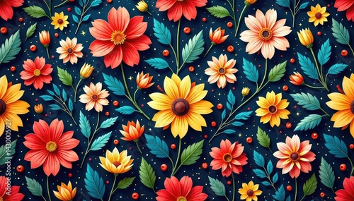 Intricate, flowing floral pattern, continuous design , beautiful, floral
