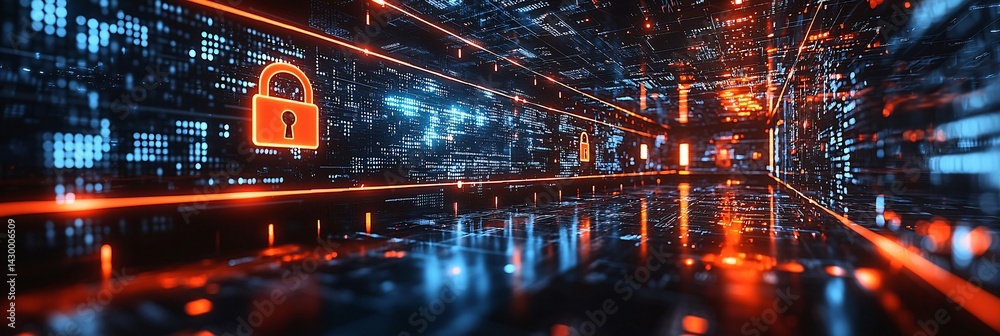 Fototapeta premium cybersecurity network security digital data protection and encryption visuals