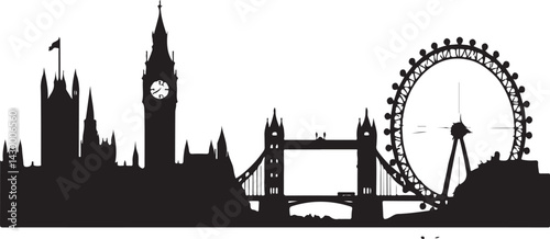 London Black and white city skyline silhouette