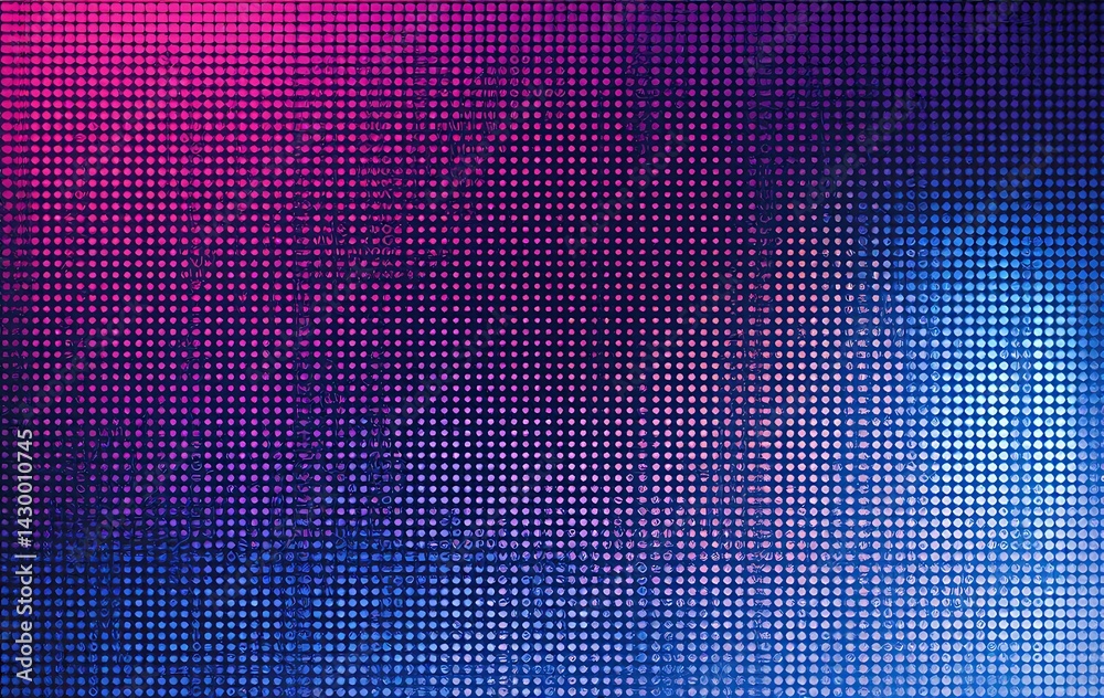Fototapeta premium abstract blue background with squares. Warped halftone dots in washed-out pink and blue 