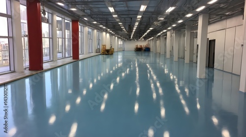 Epoxy resin flooring for commercial use, multiple resilient layers.generaive.ai