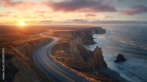 Coastal highway sunset dramatic cliffs scenic ocean road trip