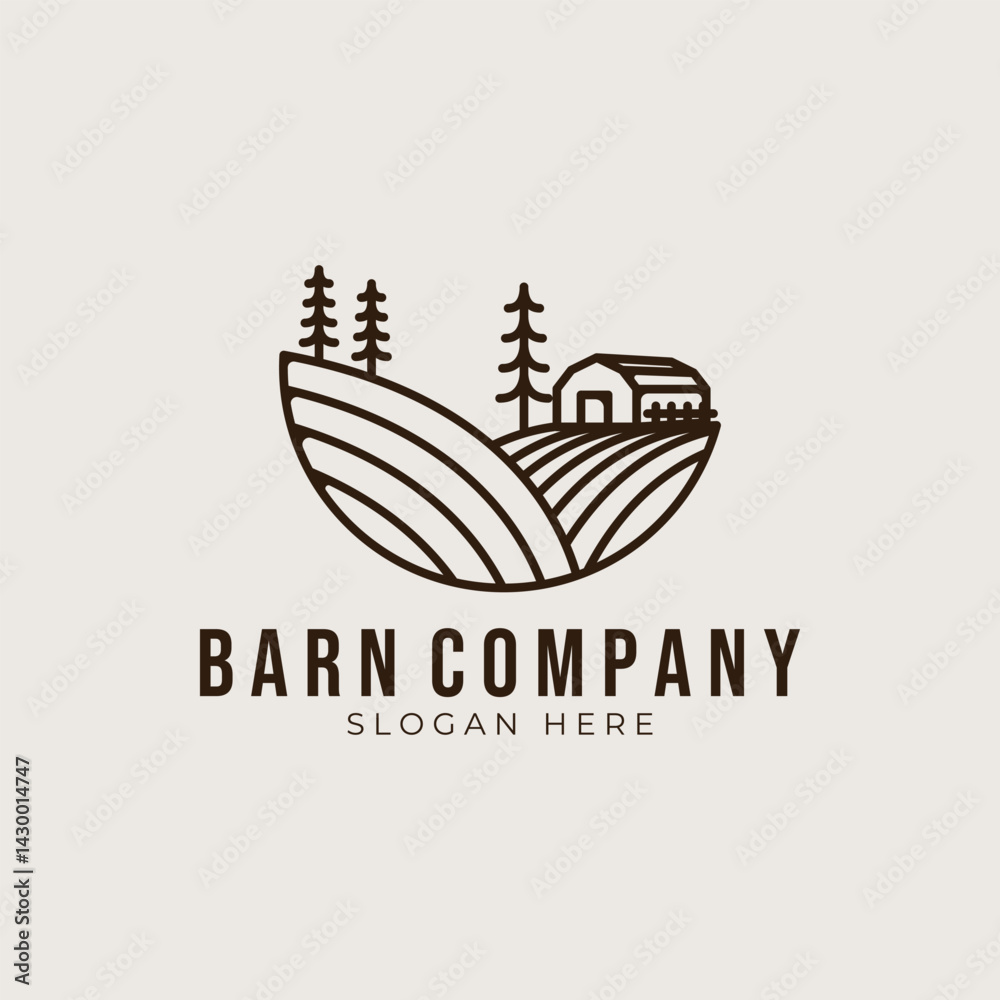 Obraz premium barn company logo vector vintage illustration design, barn area company logo