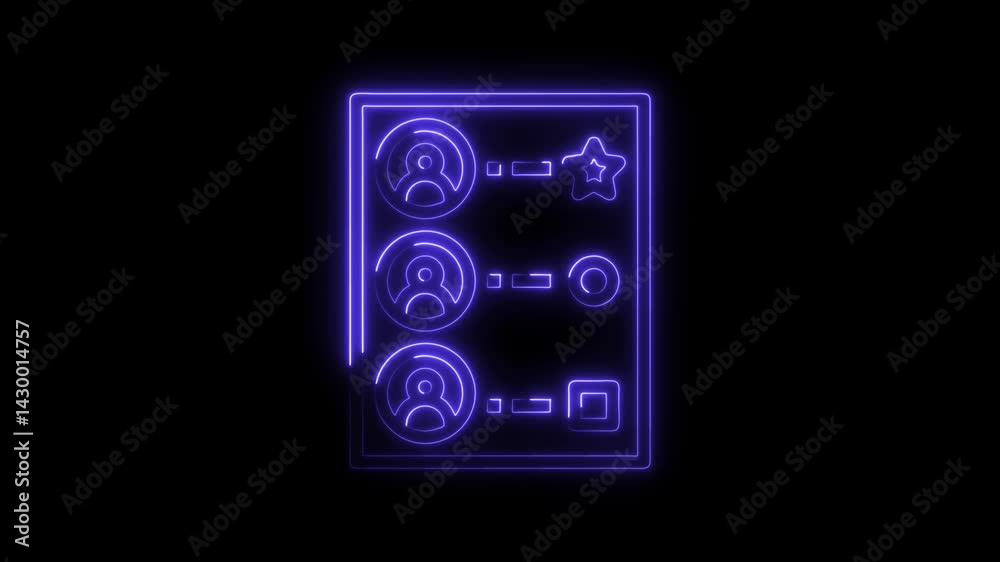 Neon ui ux design with people circle star and square outline for business data Neon ui ux design with people circle star and square outline for business data
