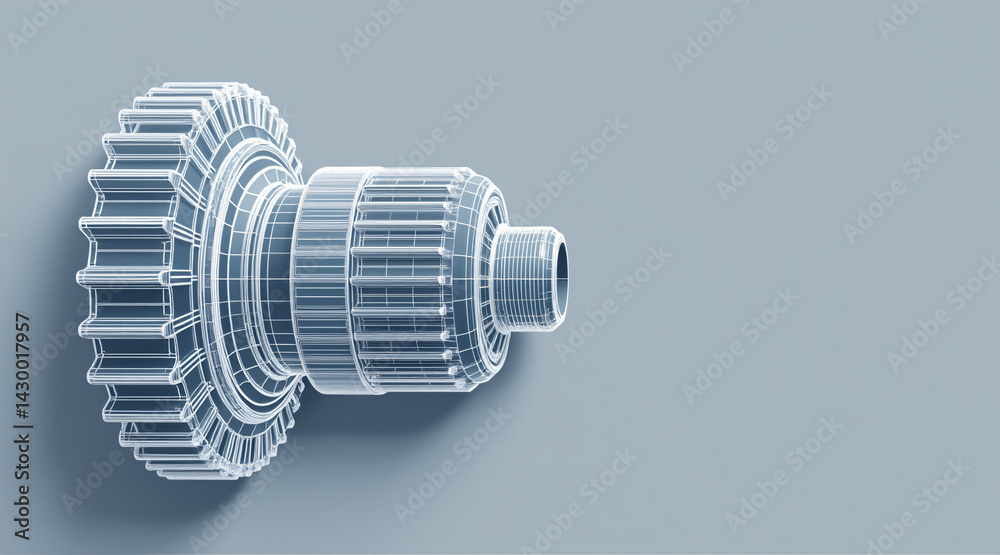 Detailed 3D Rendering of Mechanical Gear Component on Pale Background for Technical Use Detailed 3D Rendering of Mechanical Gear Component on Pale Background for Technical Use