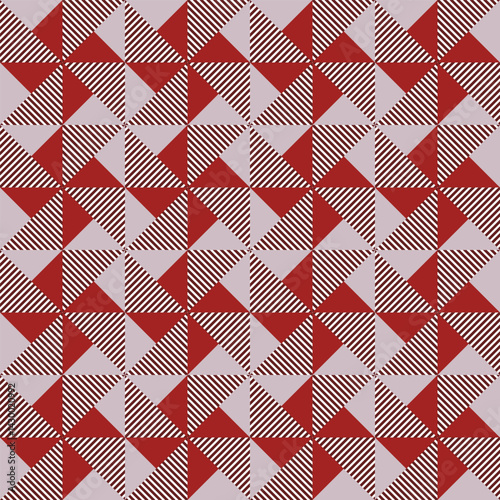 Seamless pattern, narrow square tiles with triangles, windmill pattern inside, vector illustration for various creative projects.