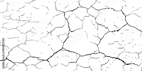 High-Resolution Vector Texture of Dry Cracked Earth with Transparent Background – Grunge Distressed Overlay Featuring Natural Split Lines and Soil Fractures	
