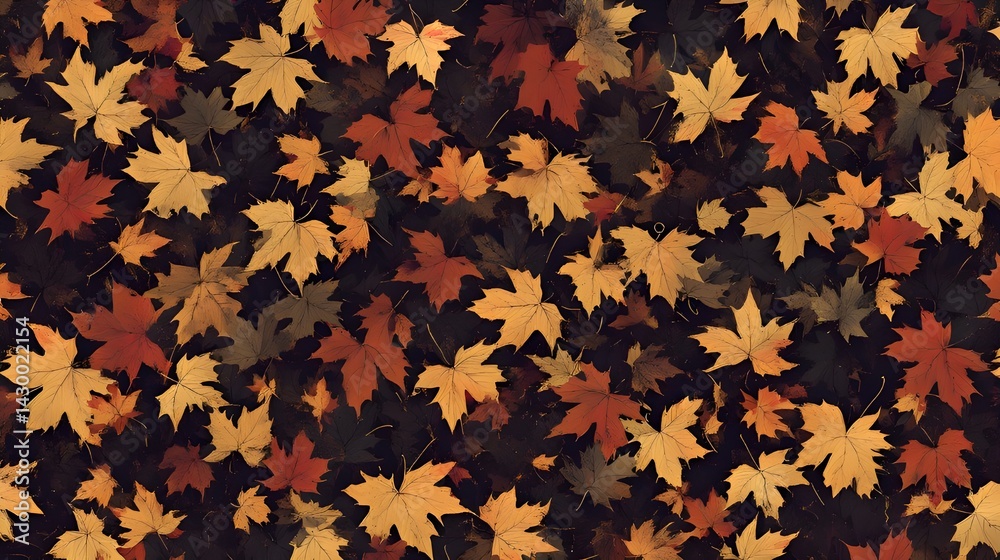 Fototapeta premium Autumn leaves background , overlapping gradient leaf pattern beautiful and colorful attuman leaves , Maple Leaf pattern on leaves background , 