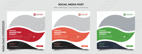 Social media post templates set for business agency banner background. Square posts layouts for personal blog.