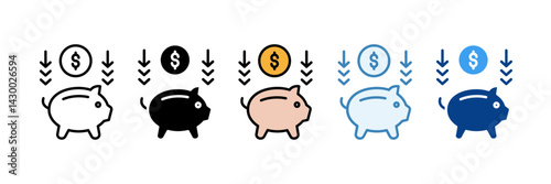 Savings  Icon Set Multiple Style Collection