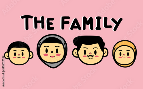 Cute A Lovely Middle East Arab or Muslim's Family Characters 