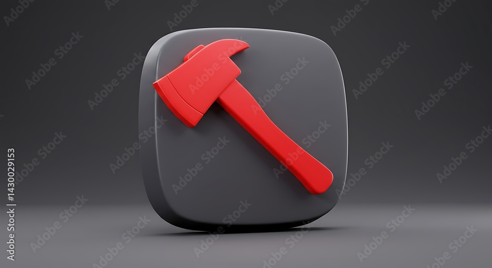 Red Axe on Grey Rounded Square Red Axe on Grey Rounded Square