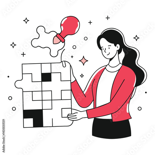  crossword puzzle business illustration of a woman 