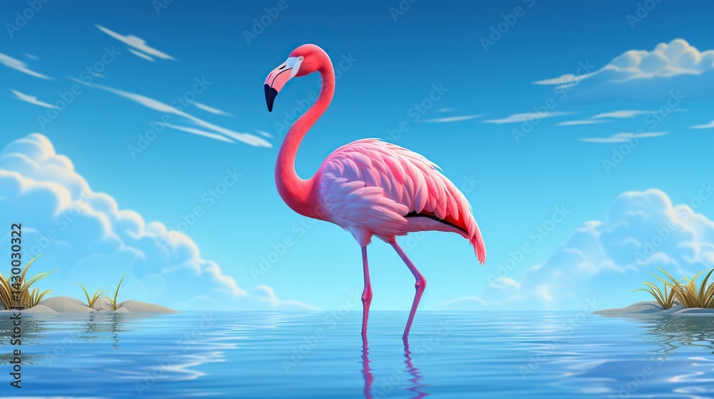Obraz premium flamingo isolated on blue background