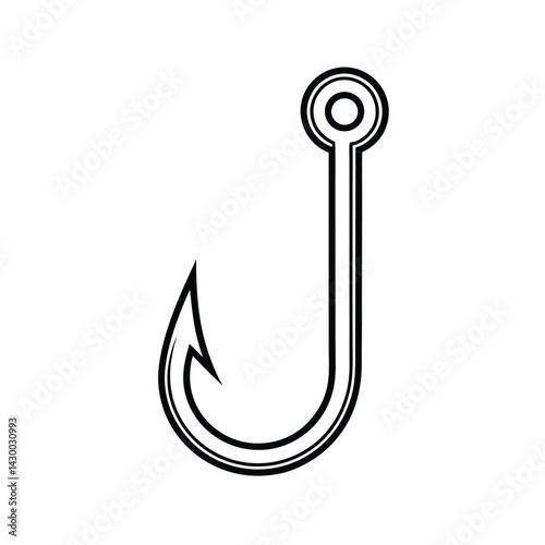 Black silhouette of a fishing hook vector Art & Illustration, fishing ornaments