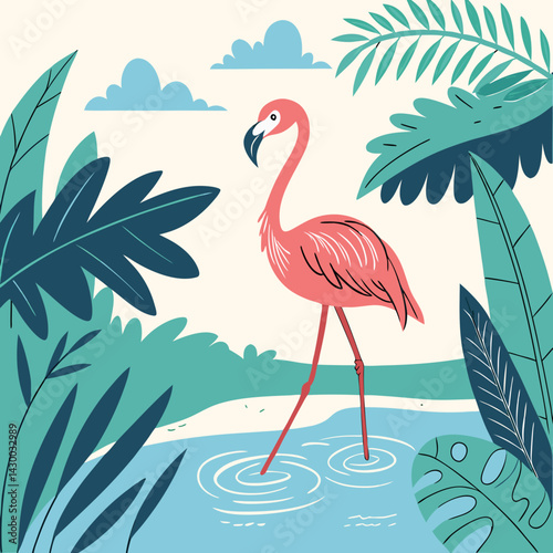 flamingo in water