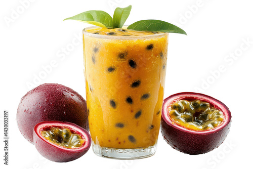 Refreshing Passion Fruit Smoothie A vibrant glass of tropical goodness perfect for a summer day on transparent background