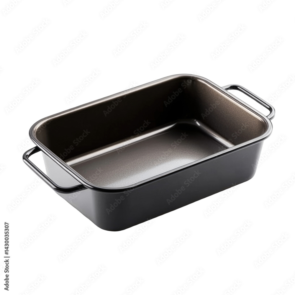 Versatile Black Baking Dish for Kitchen Use, Ideal for Roasting, Baking, and Serving Meals in Style on transparent background Versatile Black Baking Dish for Kitchen Use, Ideal for Roasting, Baking, and Serving Meals in Style on transparent background