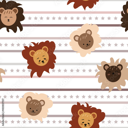 kawaii animal hand drawn seamless pattern for background